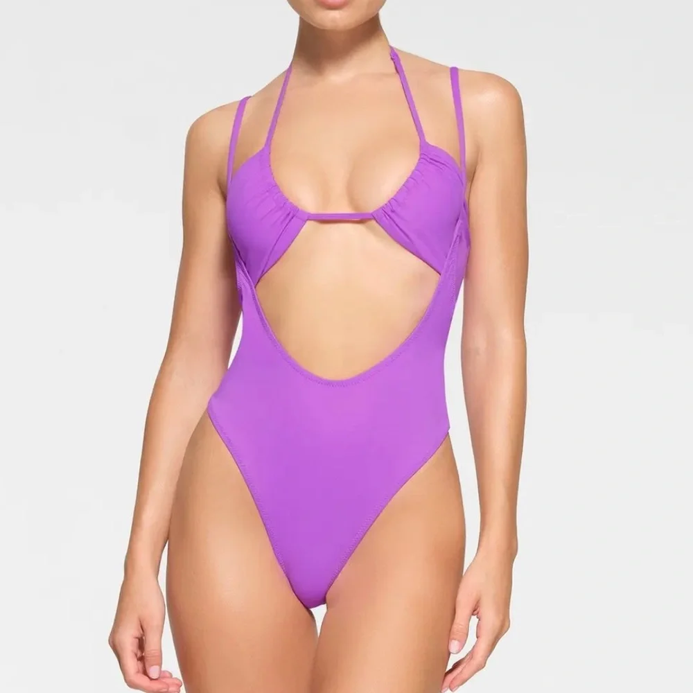SKIMS recycled swim cut out open bust in Violet One-Piece Swimsuit size‎ small